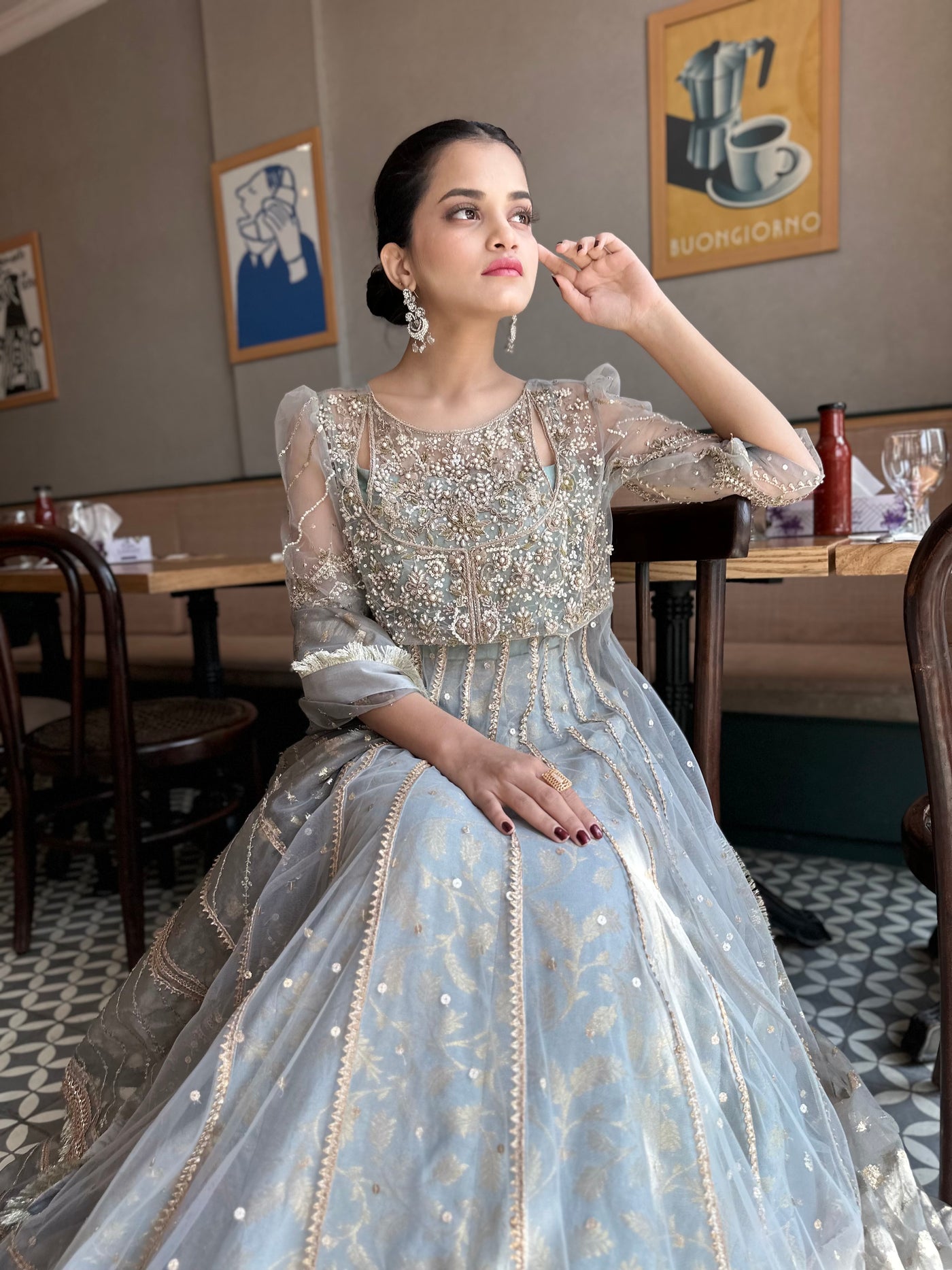 Ice Blue Wedding wear