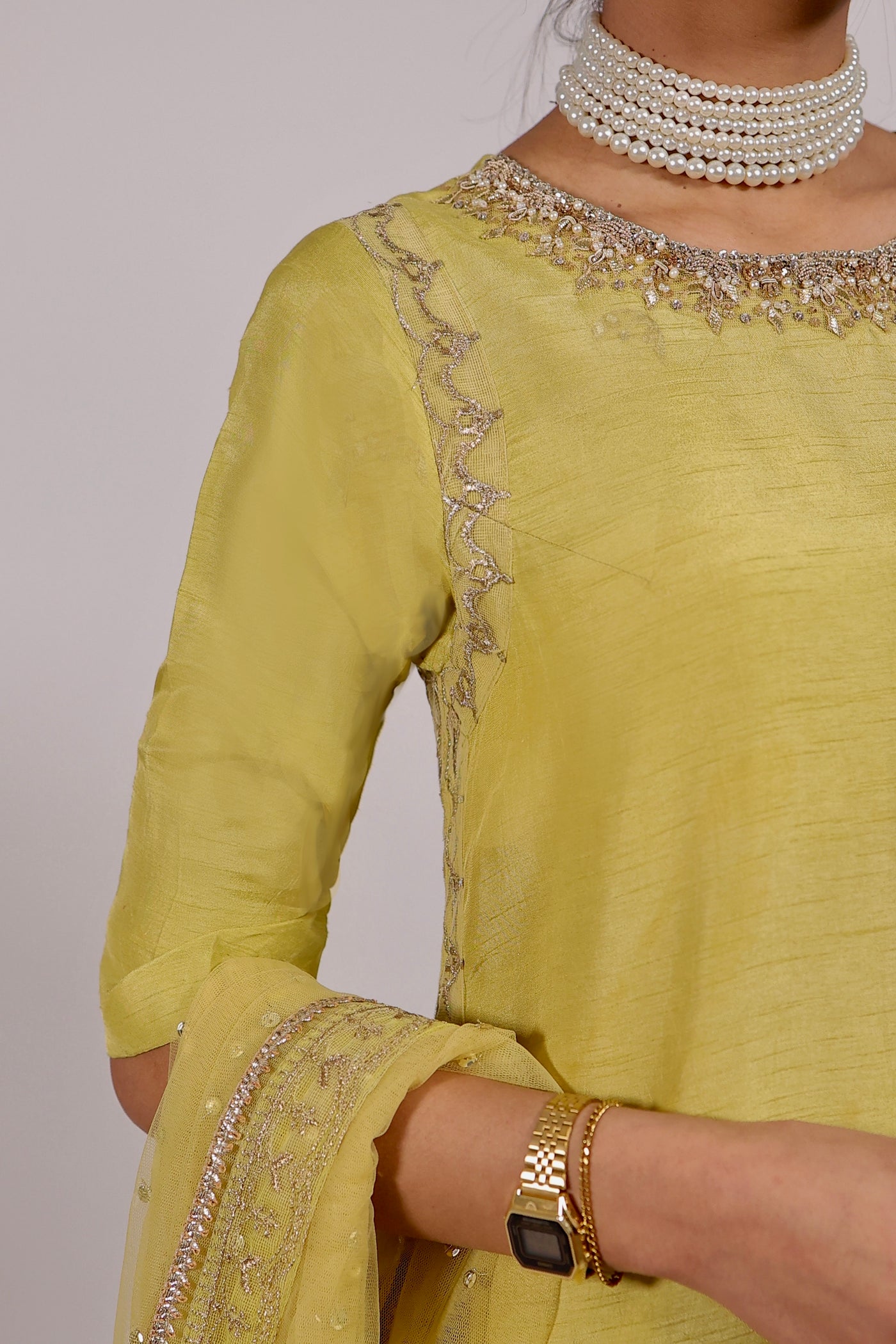 LIME YELLOW SILK (SHIRT WITH PLAZAO)