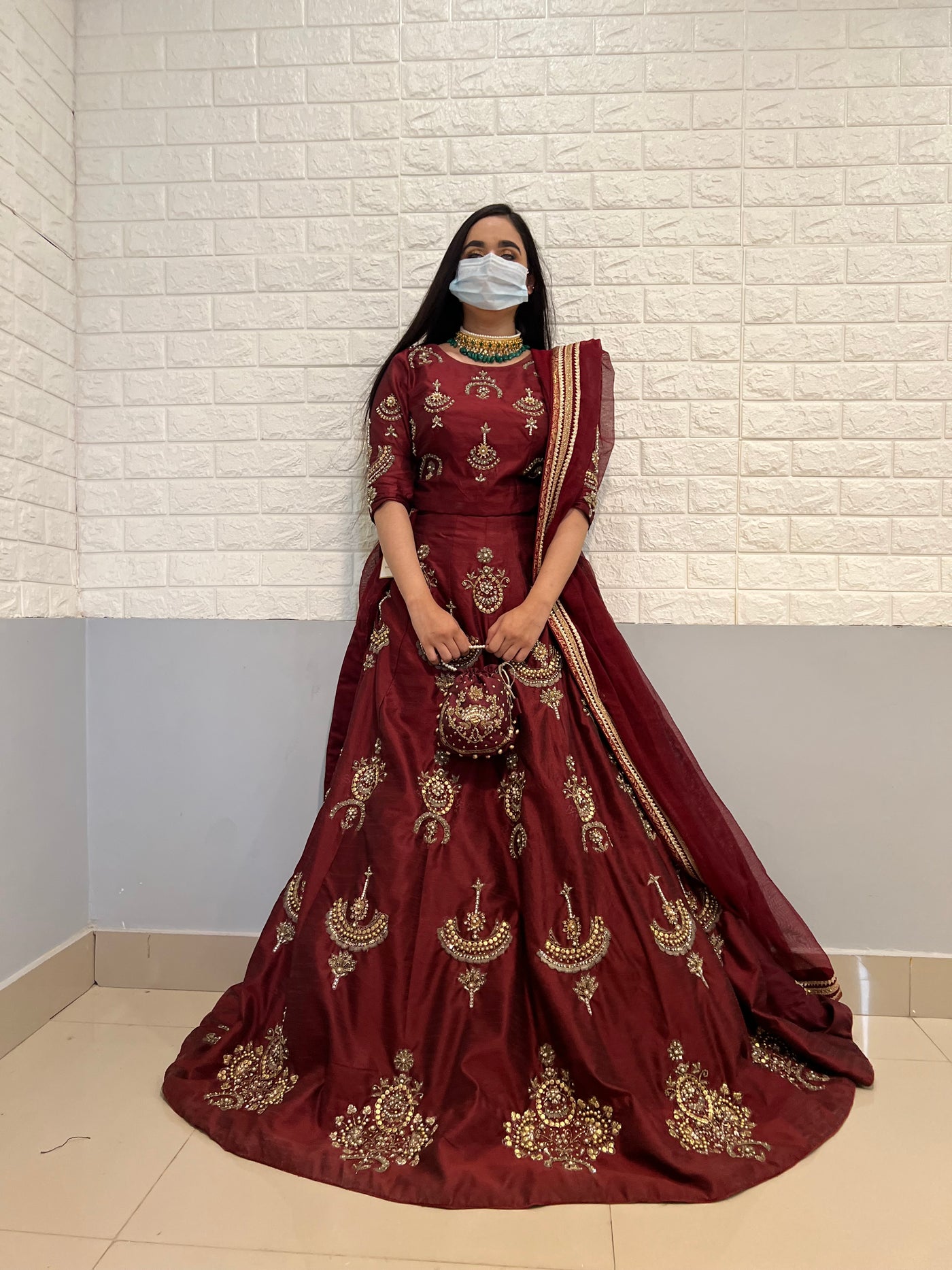 Maroon Saz Wedding Wear